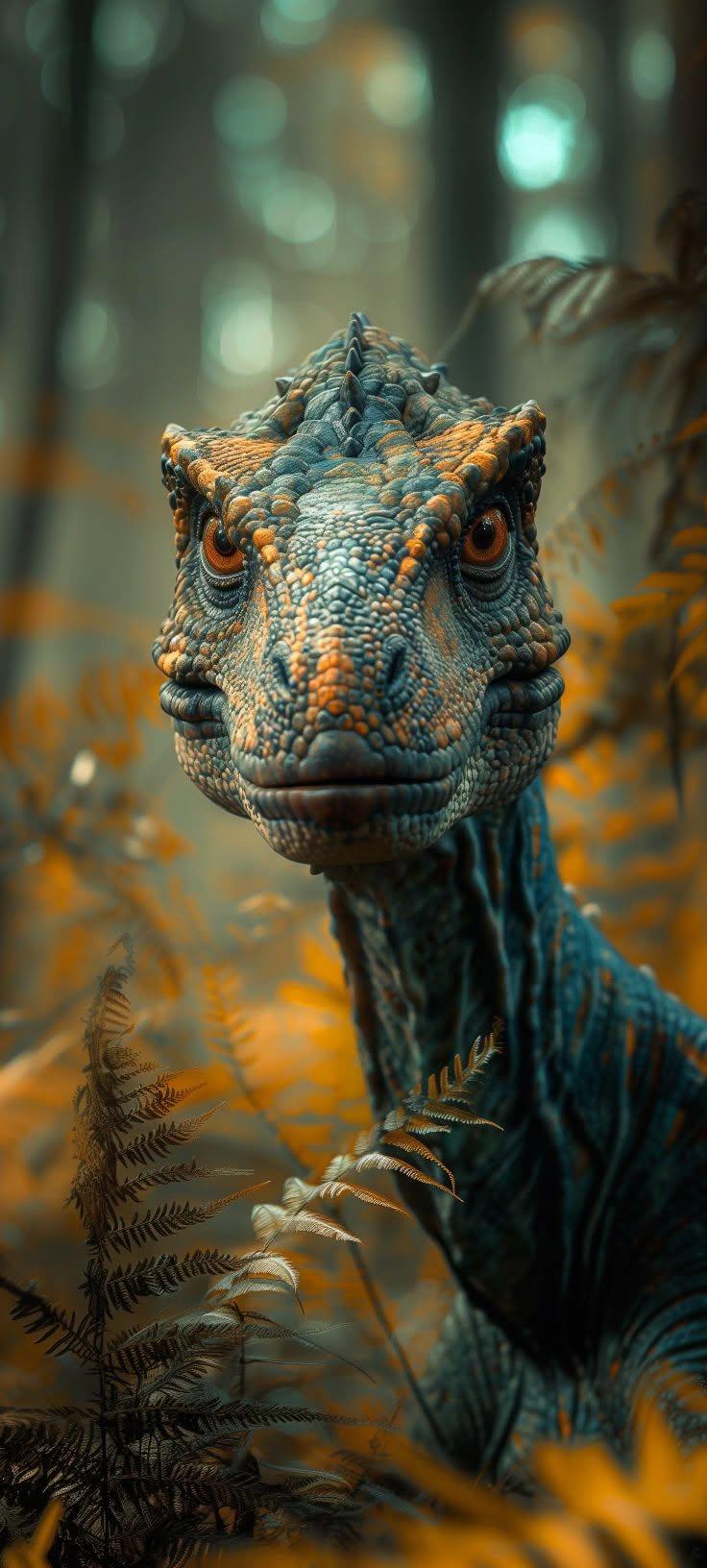 Prehistoric Raptor in Autumn Forest Wallpaper