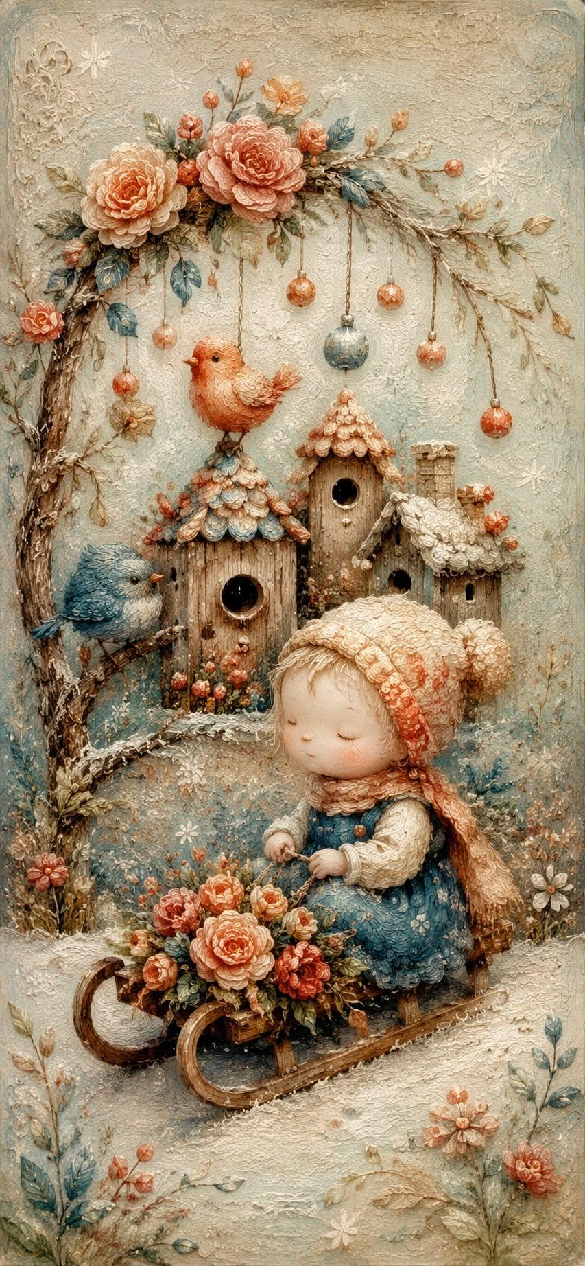 Cute Winter Cottagecore iPhone Wallpaper