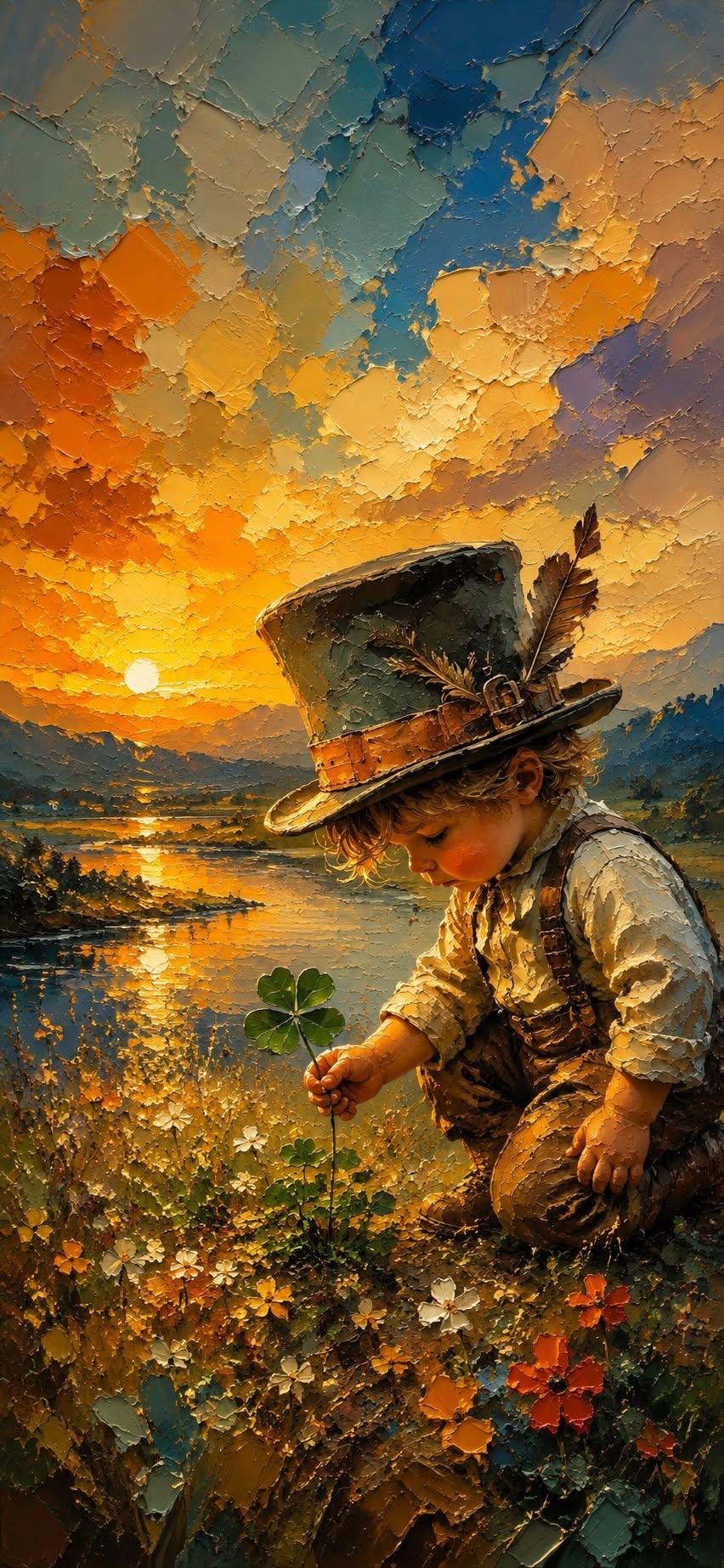 Golden Hour Lucky Clover Wallpaper