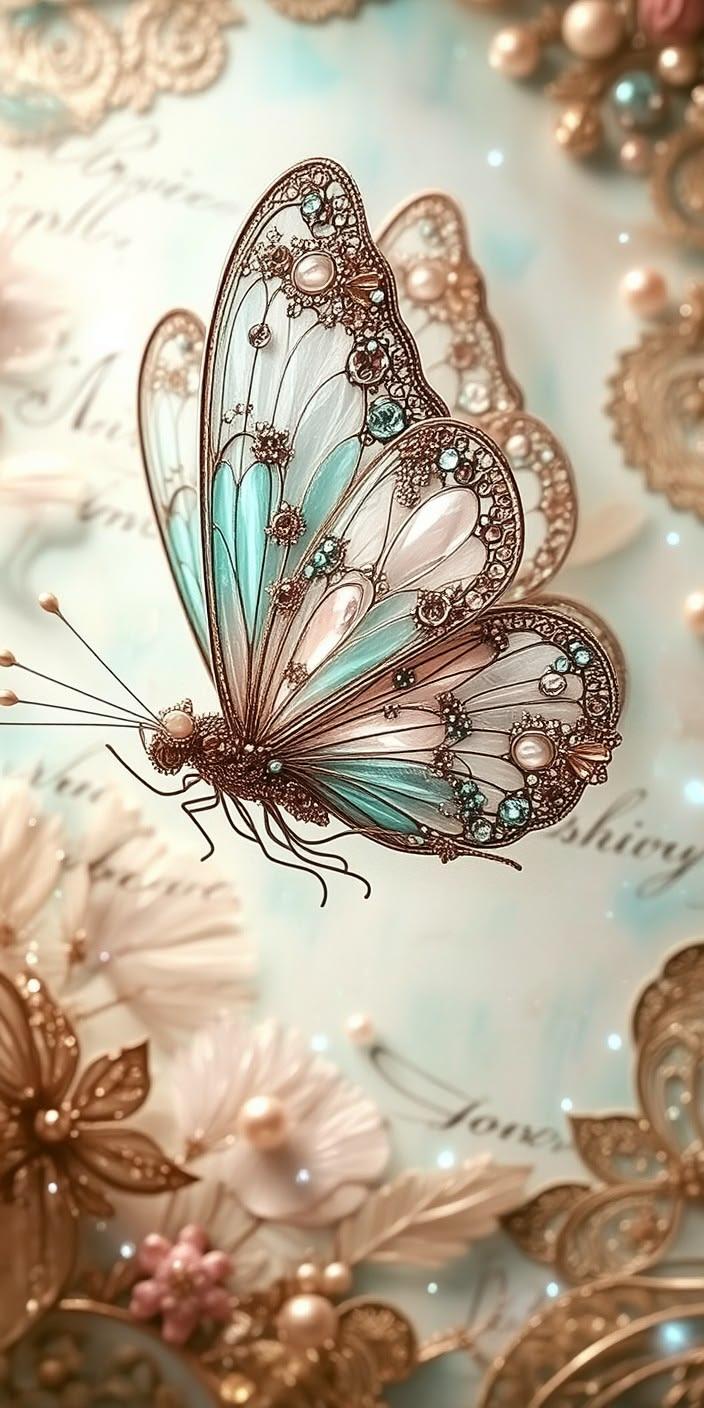 Ornate Lace Butterfly Wallpaper