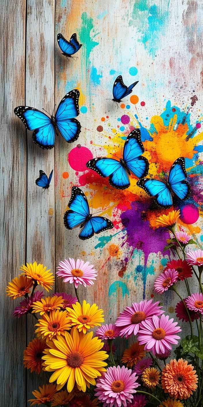 Electric Blue Butterfly Aesthetic Wallpaper