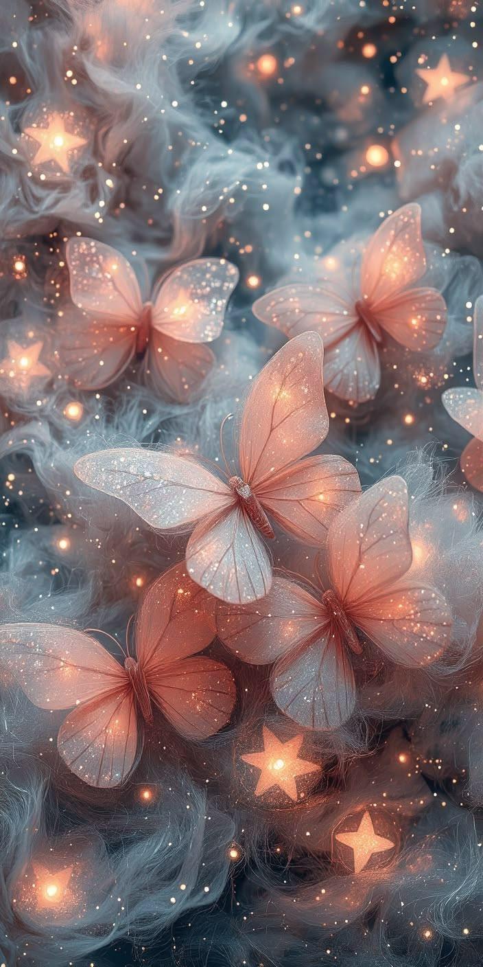 Glittering Fairy Core Clouds Wallpaper
