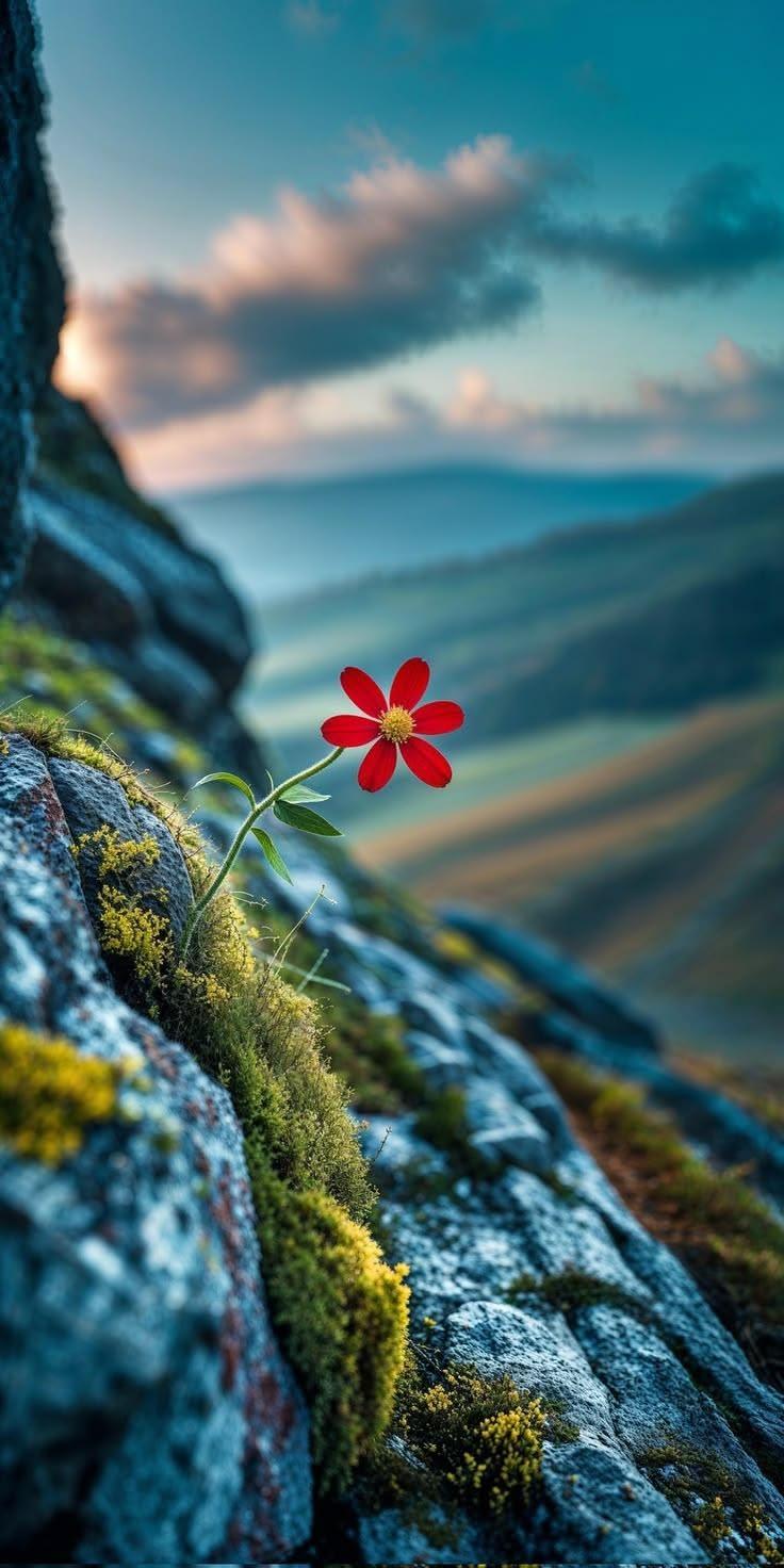 Misty Valley Floral Aesthetic Wallpaper