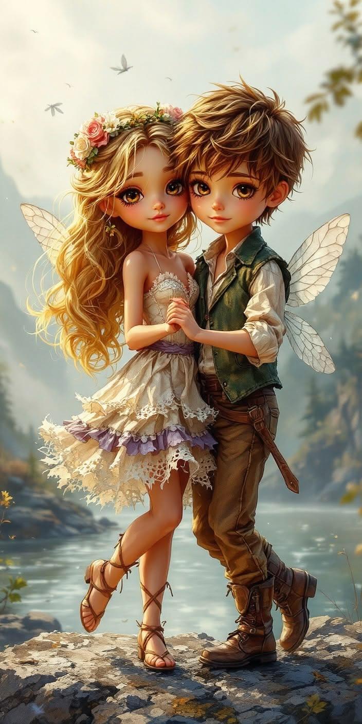 Cute Fantasy Love Story Phone Wallpaper