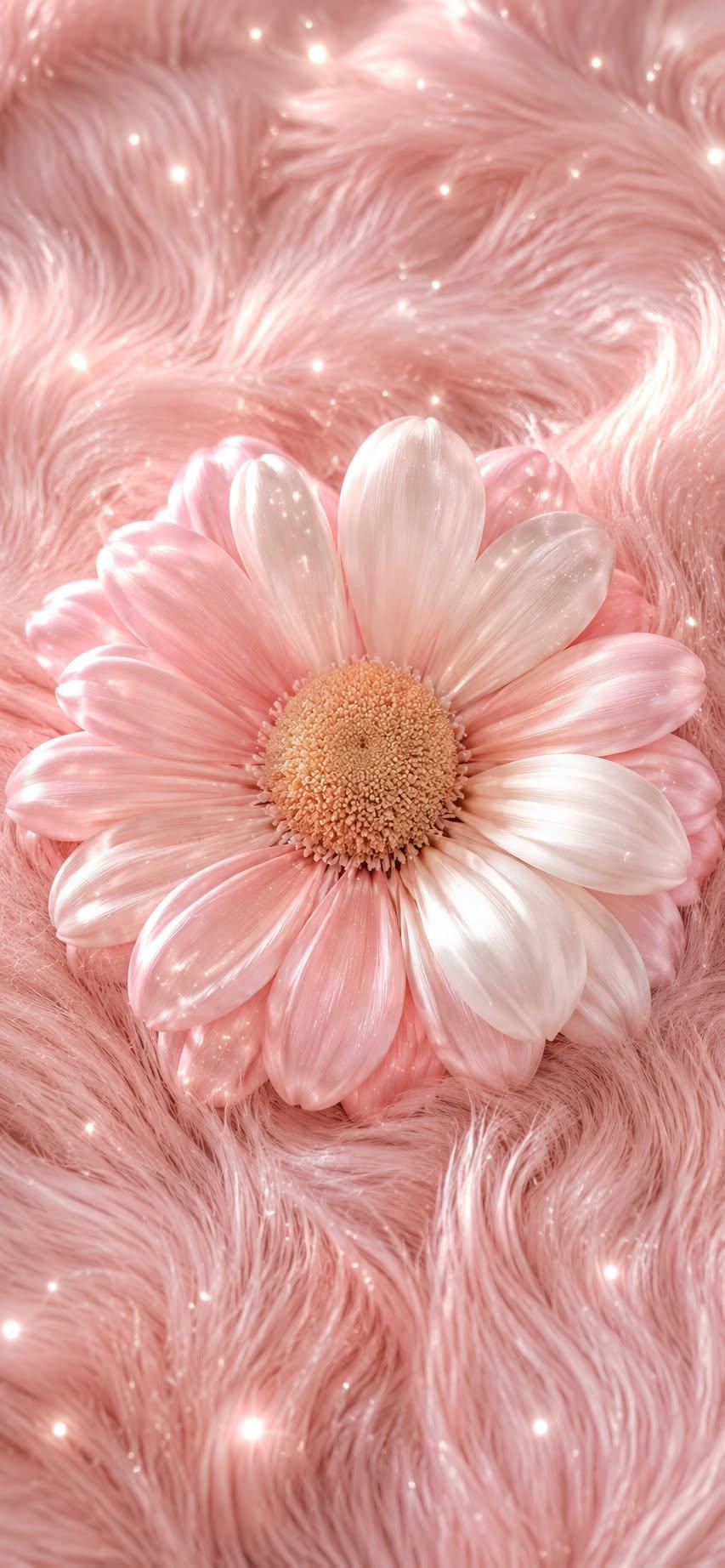 Pastel Pink Daisy Fur Wallpaper