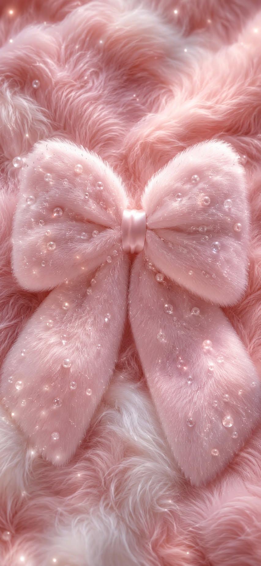 Luxury Pink Fluffy Bow Wallpaper