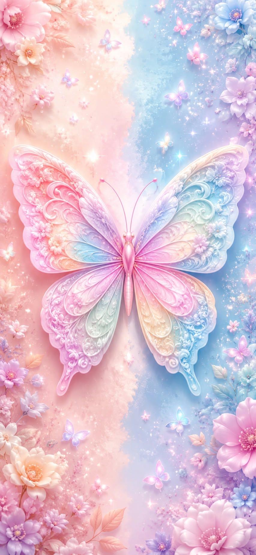 Dreamy Pastel Butterfly Wallpaper