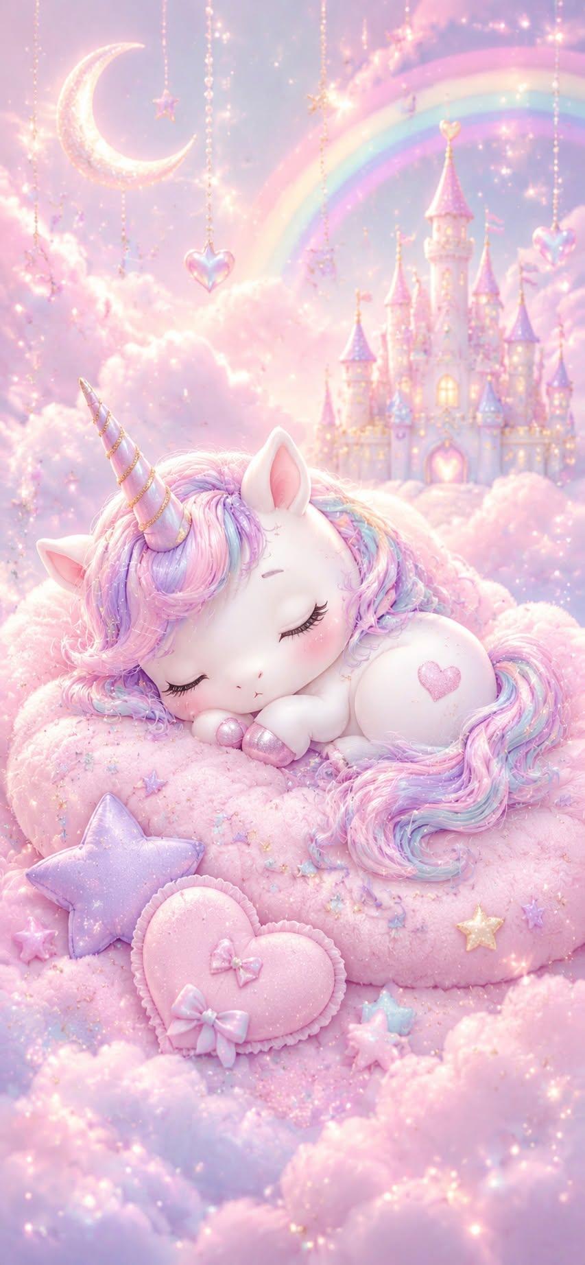 Dreamy Pastel Unicorn Castle Wallpaper