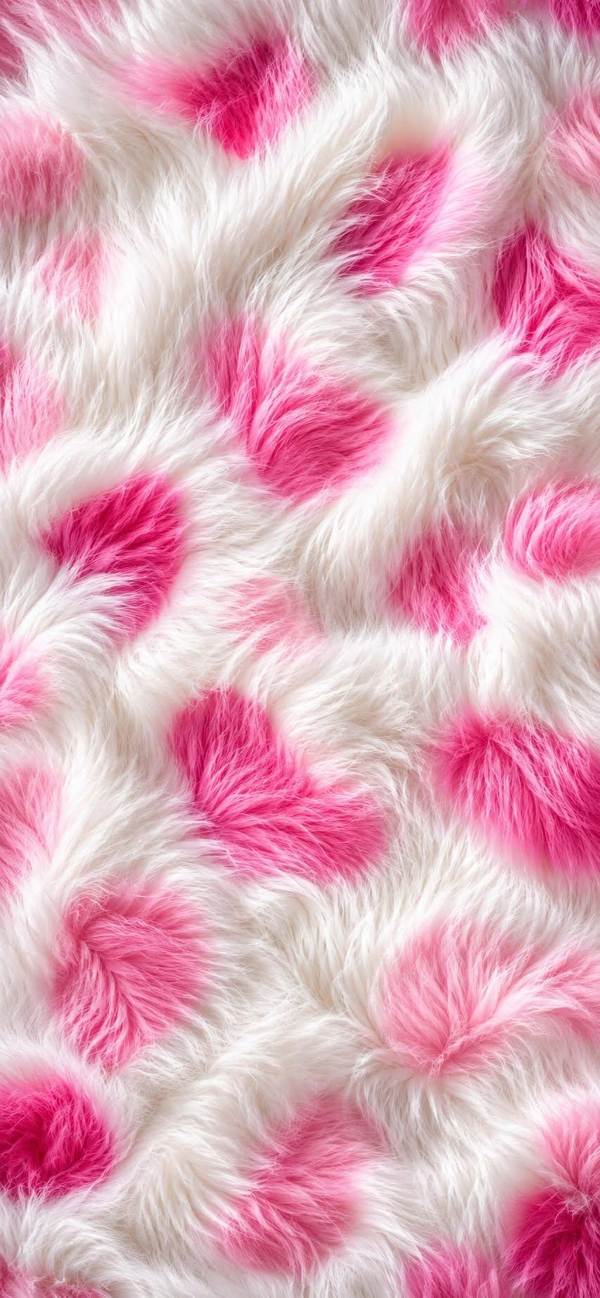 Pink Heart Faux Fur Wallpaper