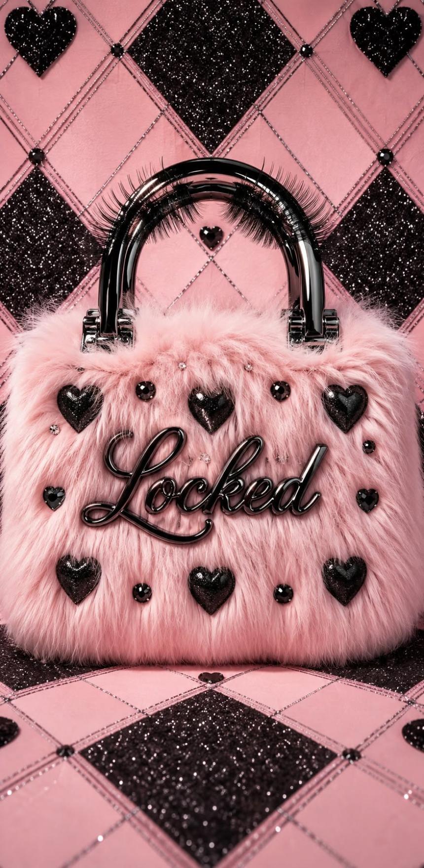 Gothic Glam Pink Fur Handbag Wallpaper