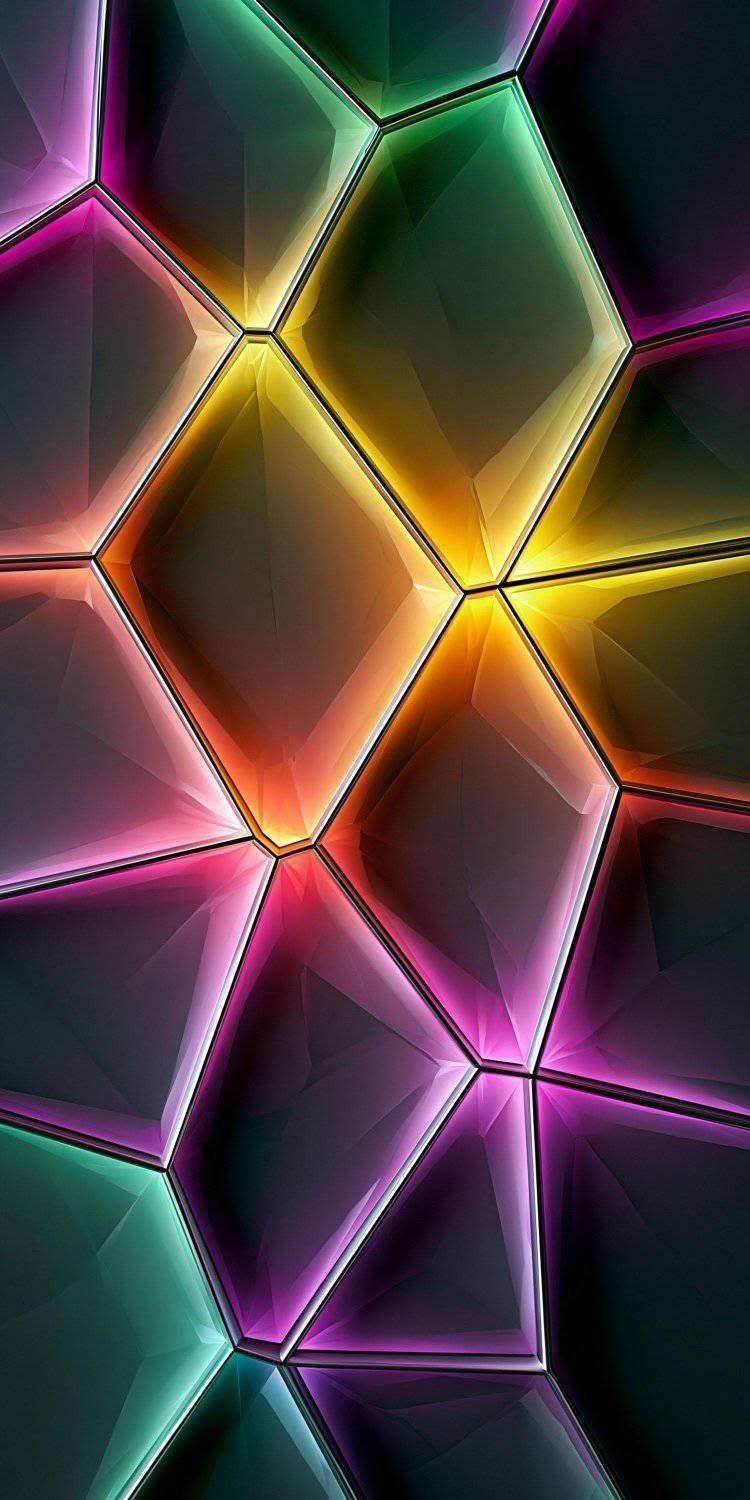 Glowing Geometric Stained Wallpaper