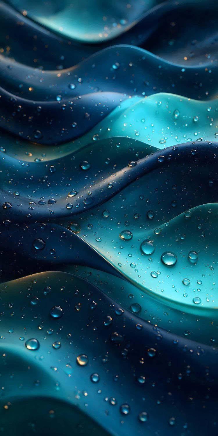 Teal Oceanic Droplet Wallpaper