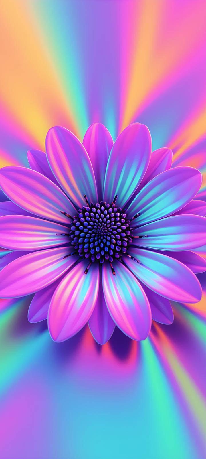 Neon Purple Daisy Wallpaper for iPhone