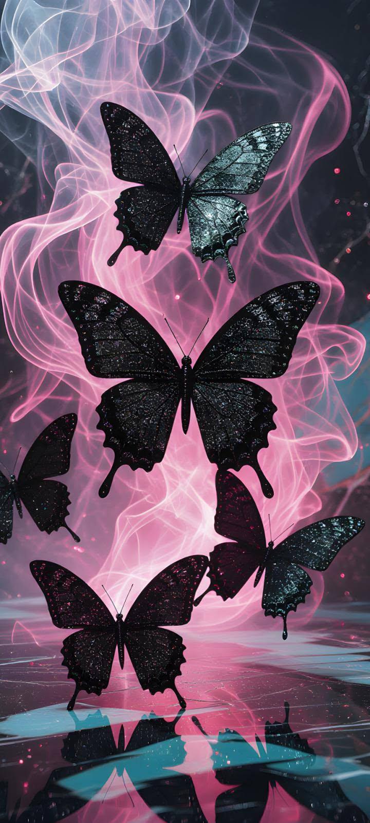 Dark Butterfly Smoke Fantasy Wallpaper for iPhone