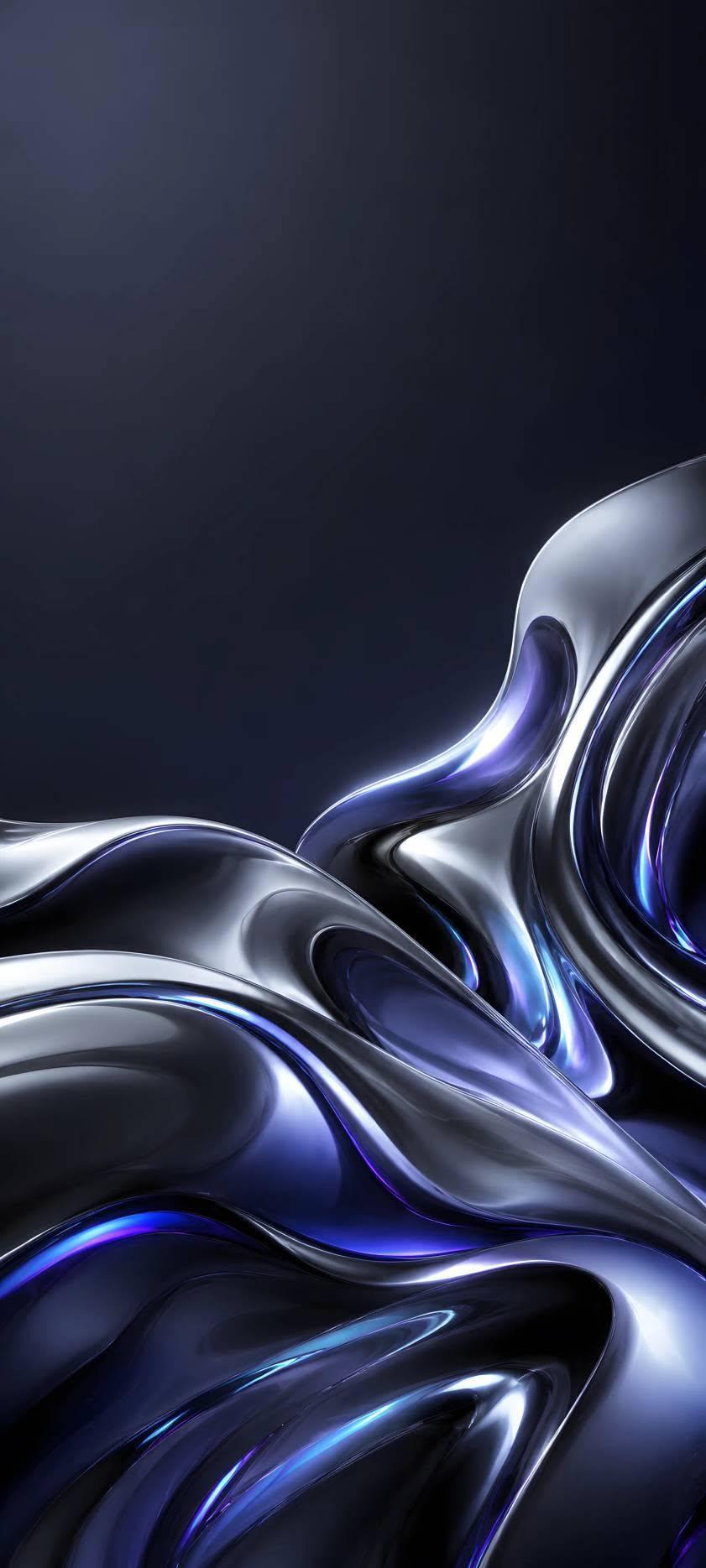 Futuristic Metallic Liquid Chrome Wallpaper