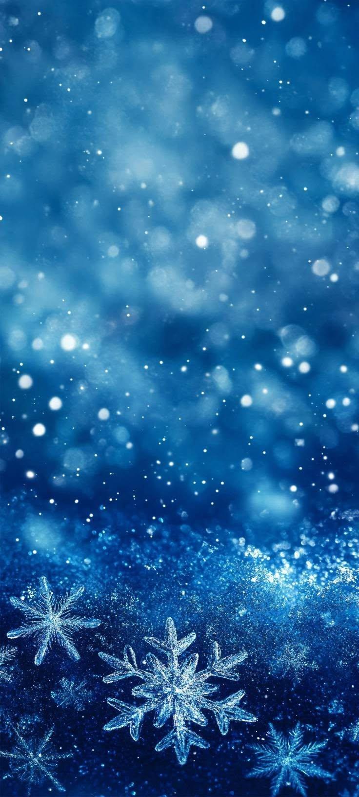 Magical Winter Blue Snowflakes Wallpaper