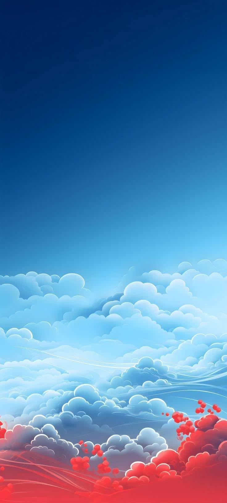 Minimalist Blue Sky Clouds Wallpaper