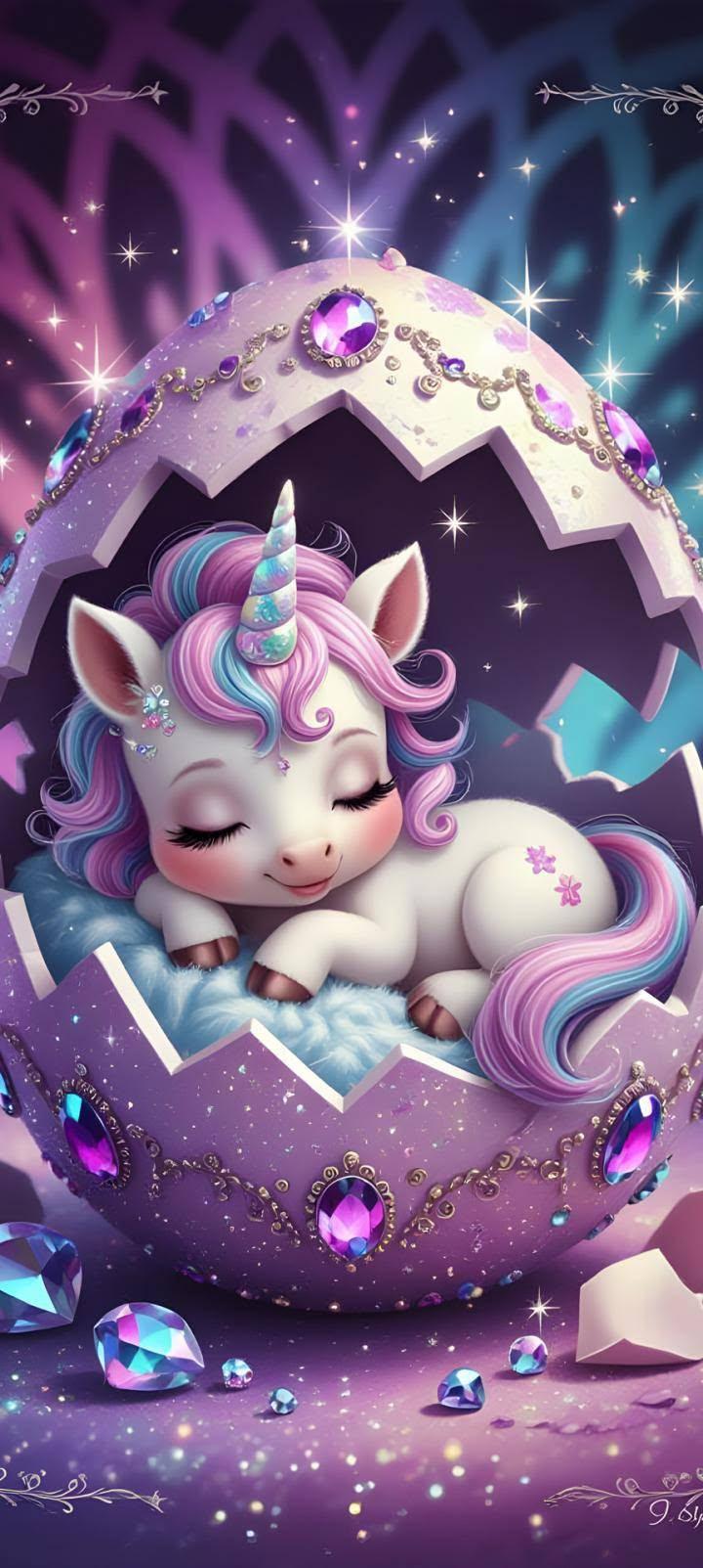 Cute Baby Unicorn Egg Magic Wallpaper