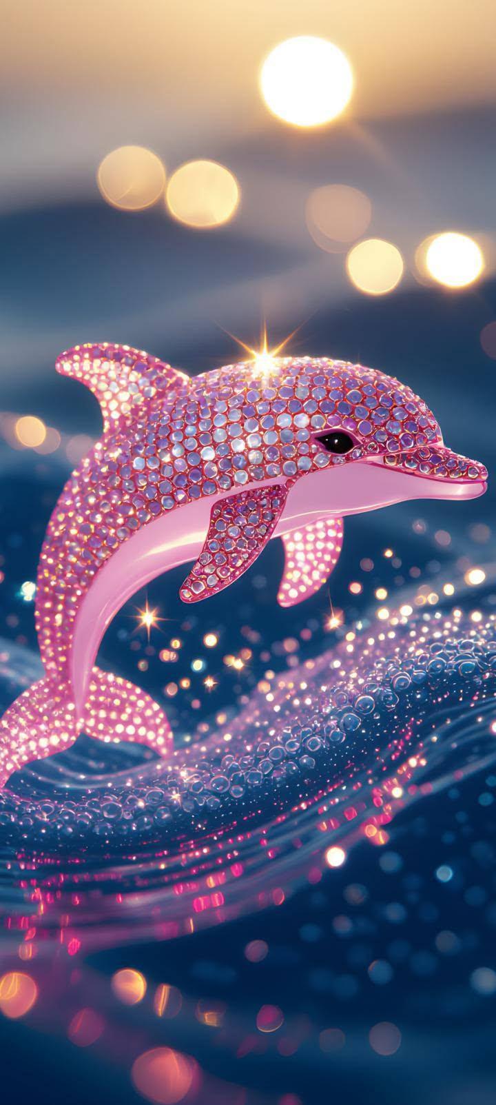 Sparkling Pink Diamond Dolphin Wallpaper