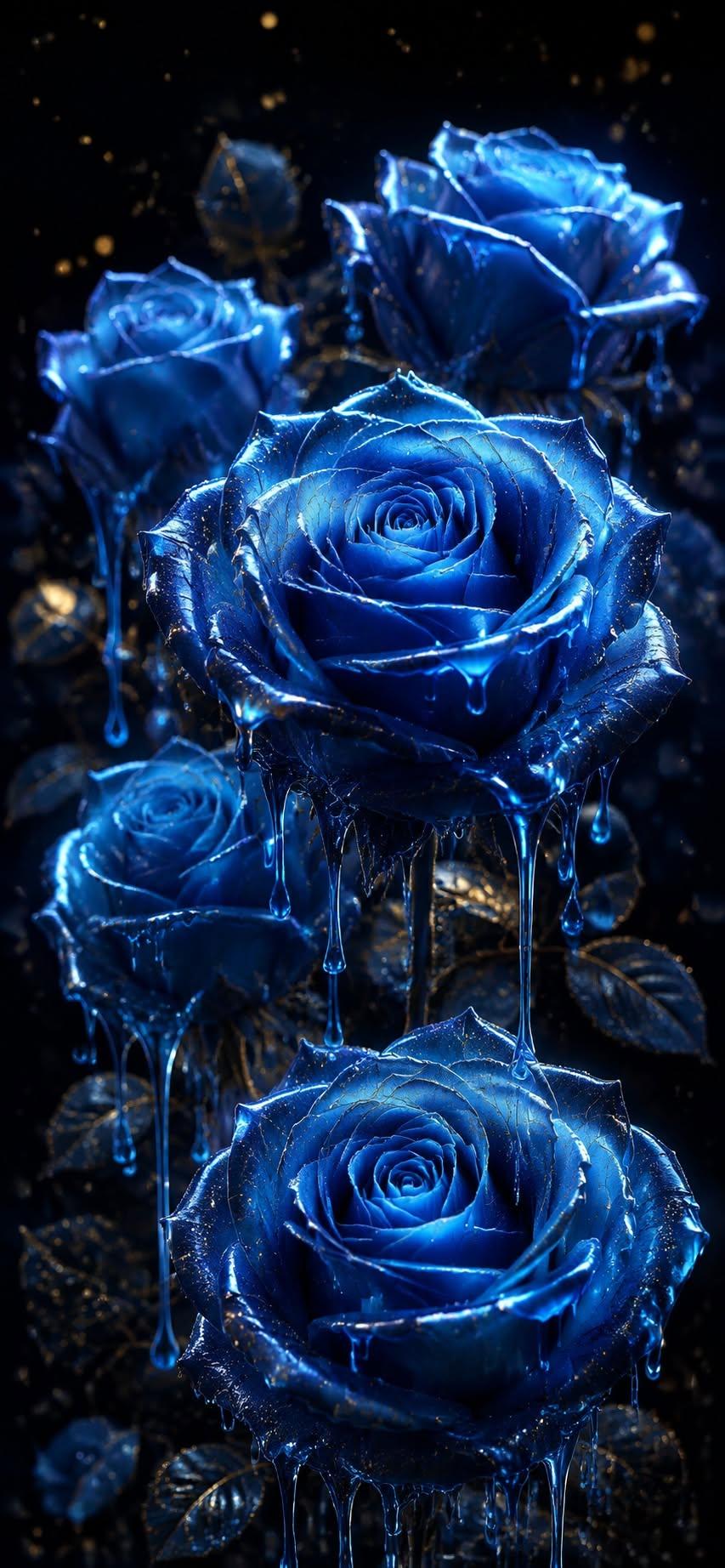 Blue Dripping Rose Wallpaper for iPhone