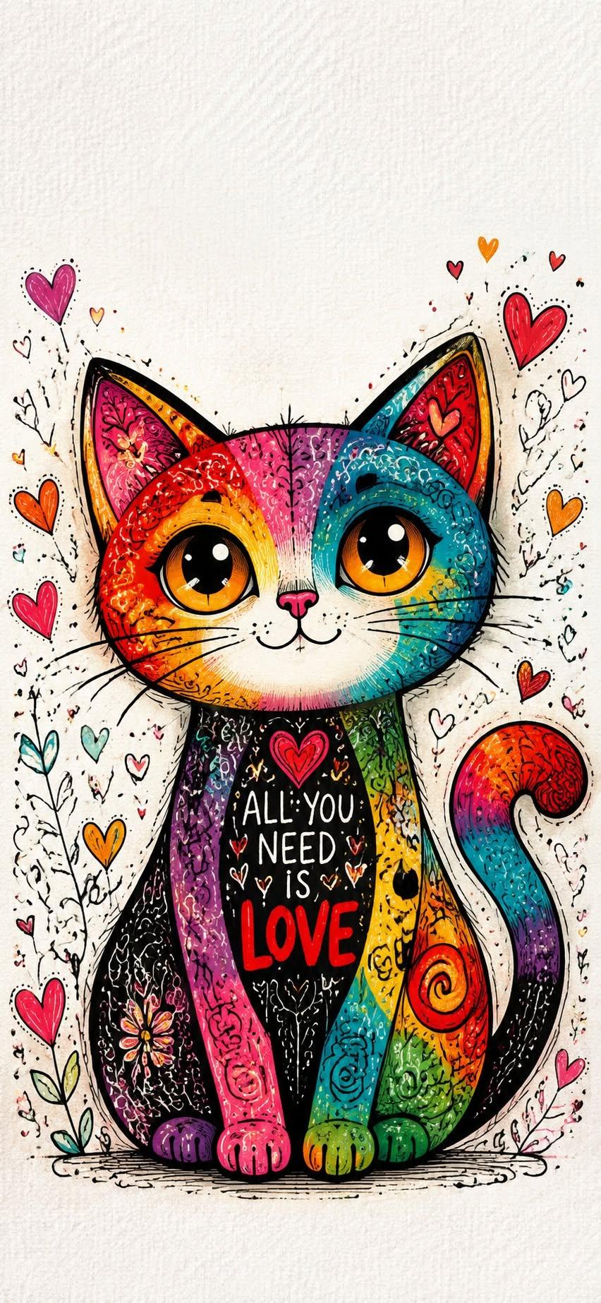Cute Rainbow Kitty Aesthetic Wallpaper