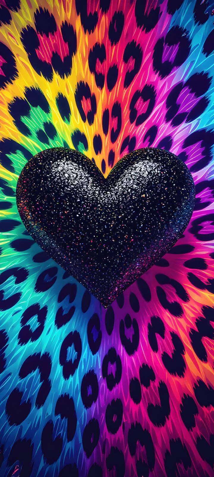 Rainbow Leopard Heart Wallpaper