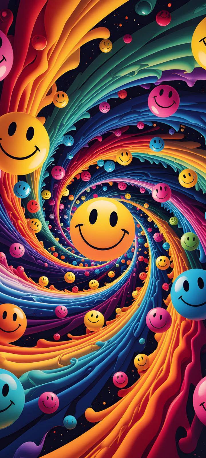 Rainbow Smiley Face Aesthetic Wallpaper