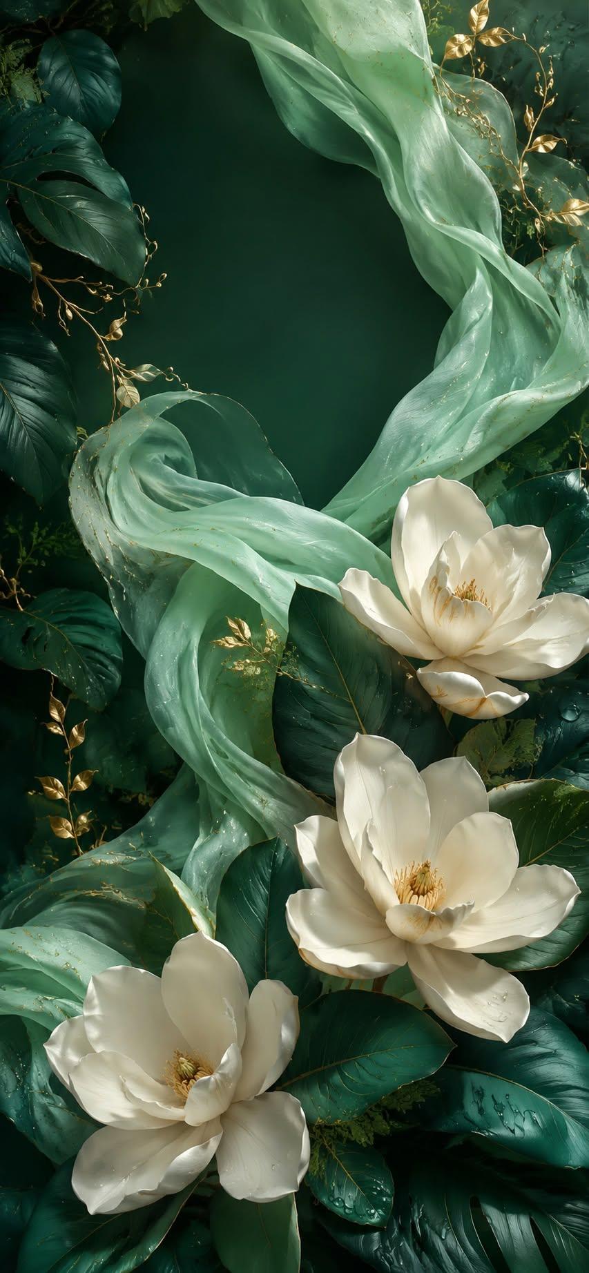 Luxury Magnolia Silk Botanical Wallpaper