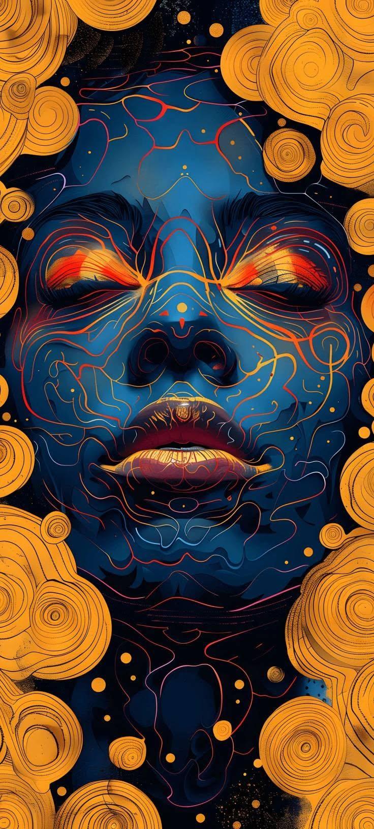 Abstract Mystical Blue Face Wallpaper