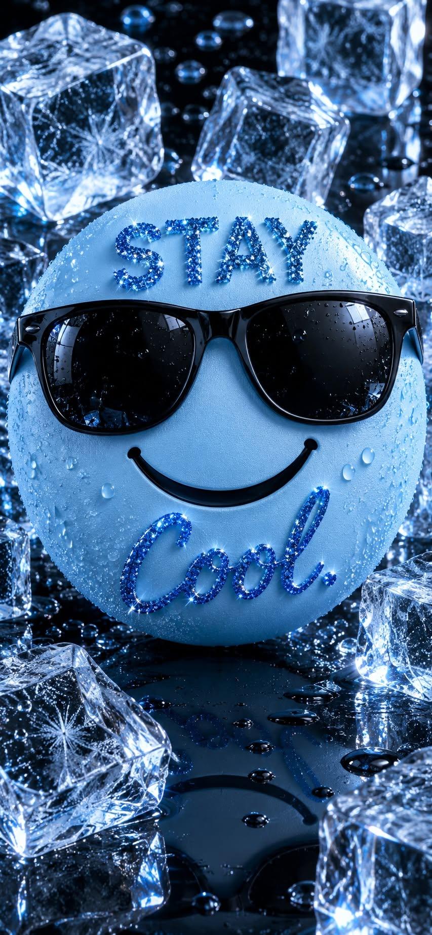 Stay Cool – Icy Smiley Emoji 4K Wallpaper