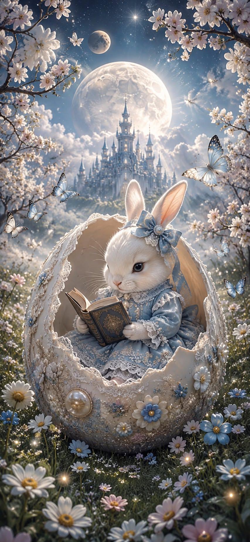 Celestial Storytime Bunny Wallpaper