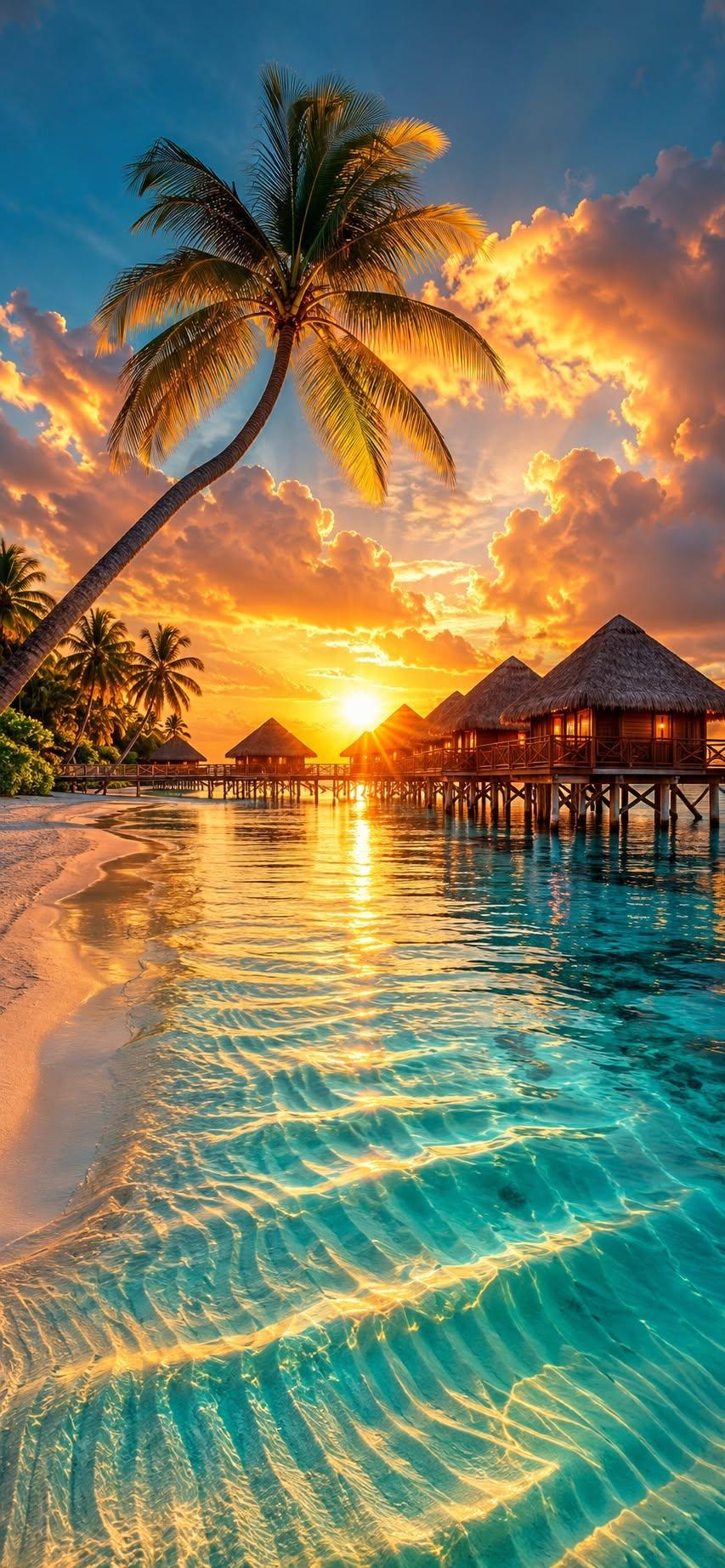 Tropical Sunset Paradise Wallpaper