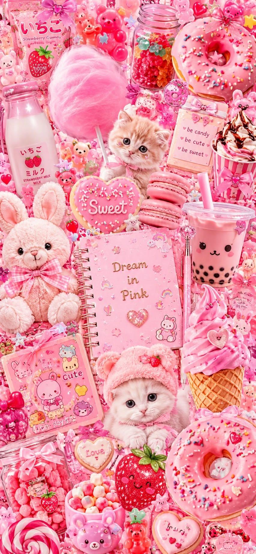 Cute Pink Kawaii Collage Wallpaper