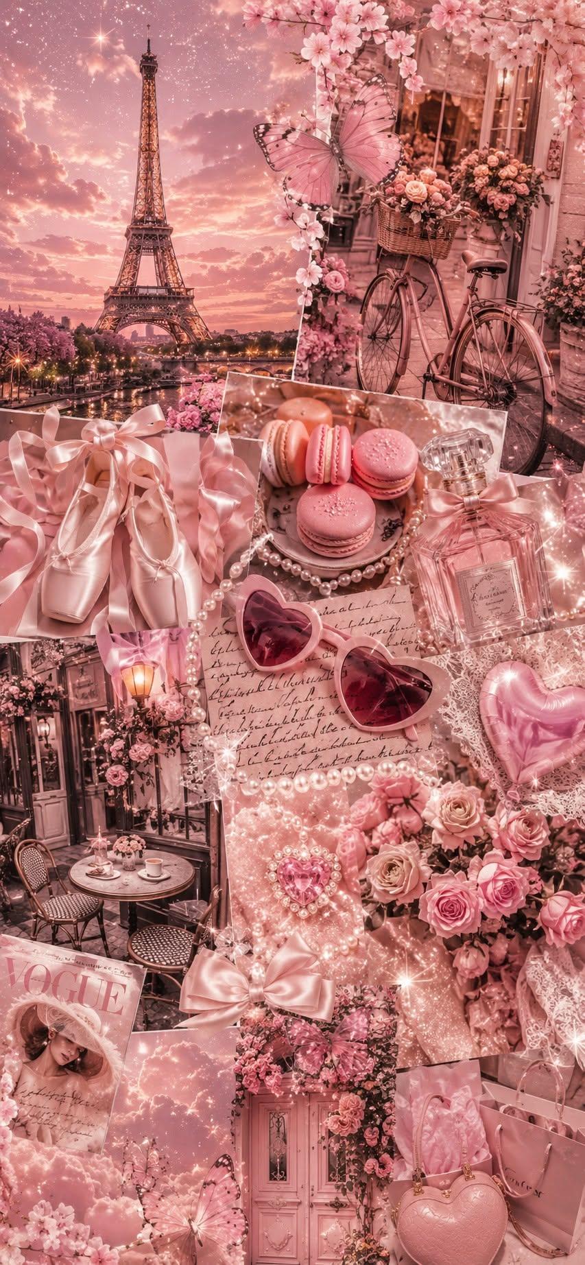 Pink Paris Aesthetic Collage Wallpaper