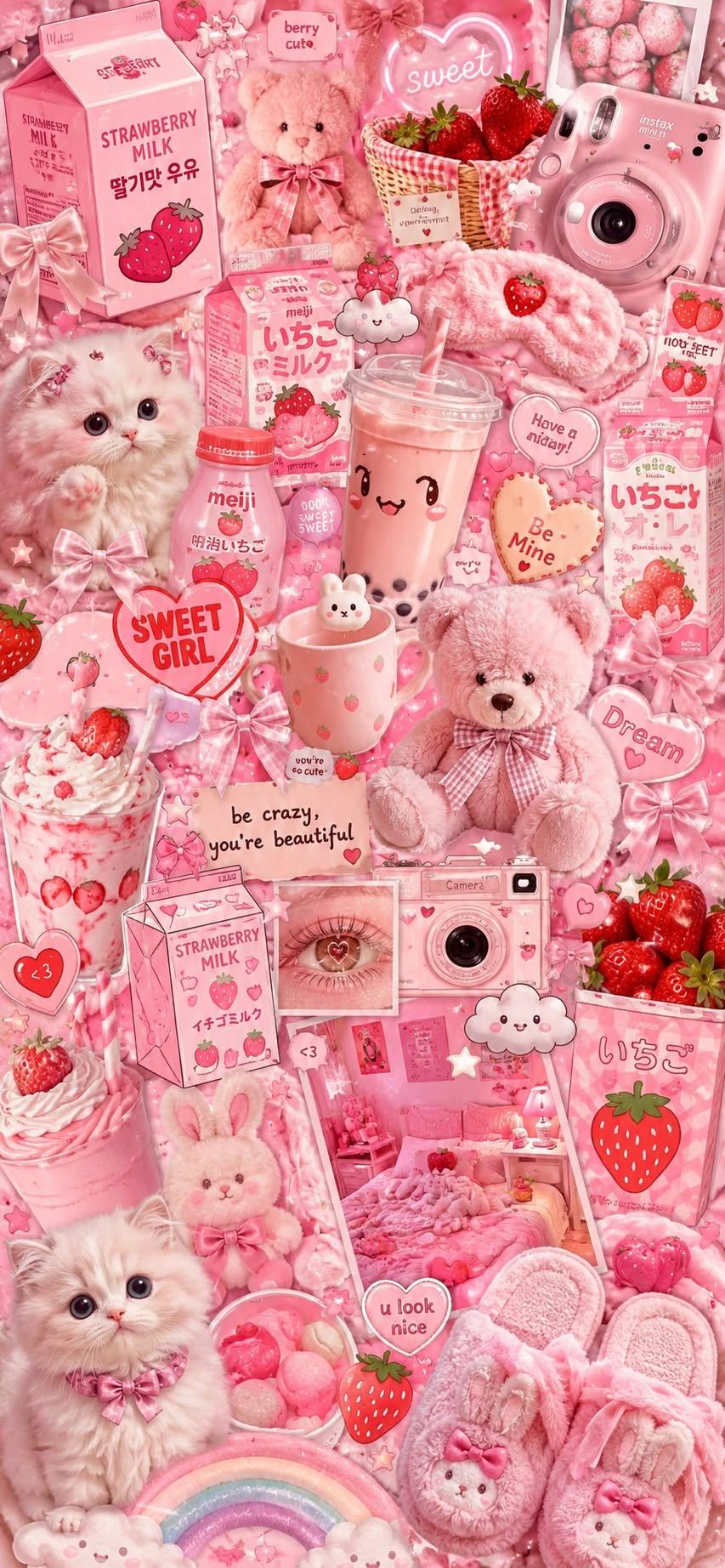 Cute Strawberry Kawaii Wallpaper