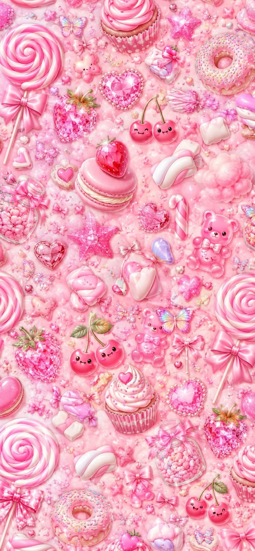 Cute Pink Candy Wallpaper