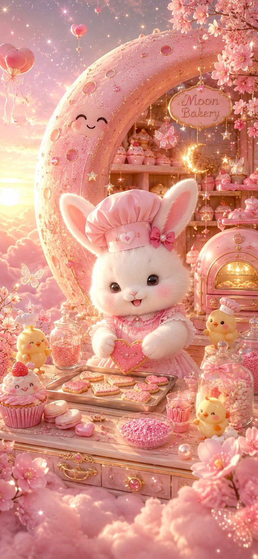 Cute Bunny Bakery Wallpaper