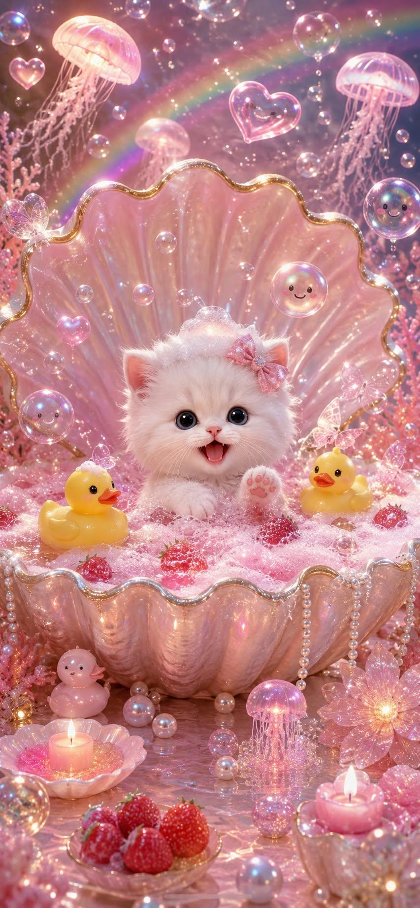 Cute Pearl Kitten Wallpaper