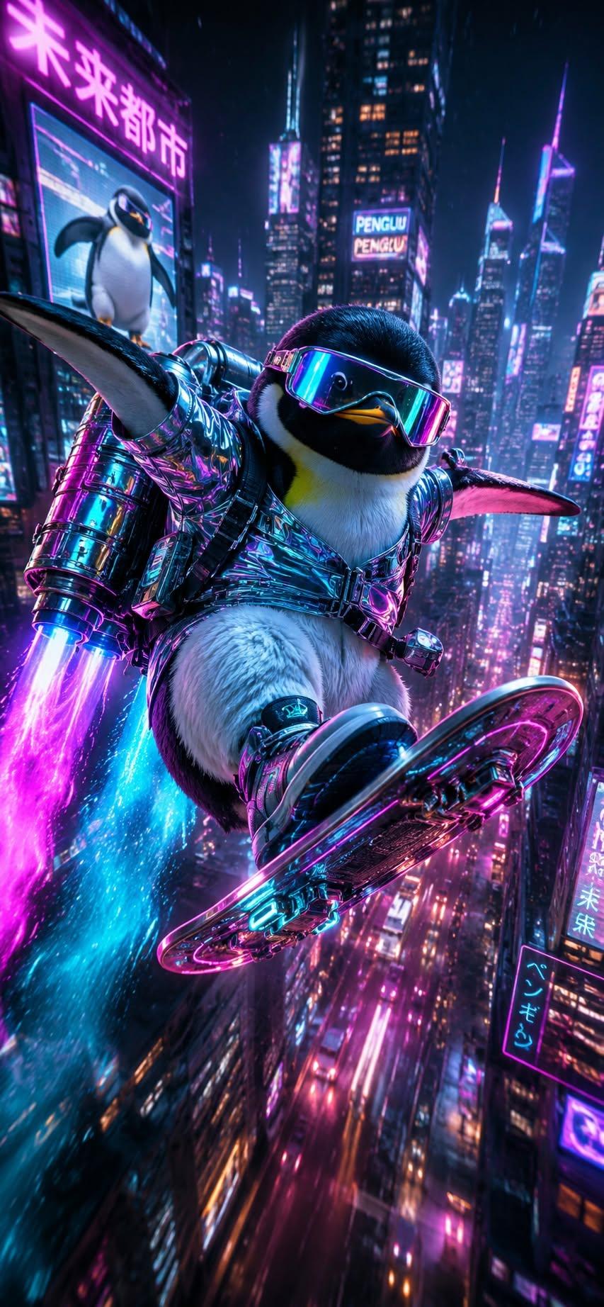 Cyber Penguin Jetpack Wallpaper