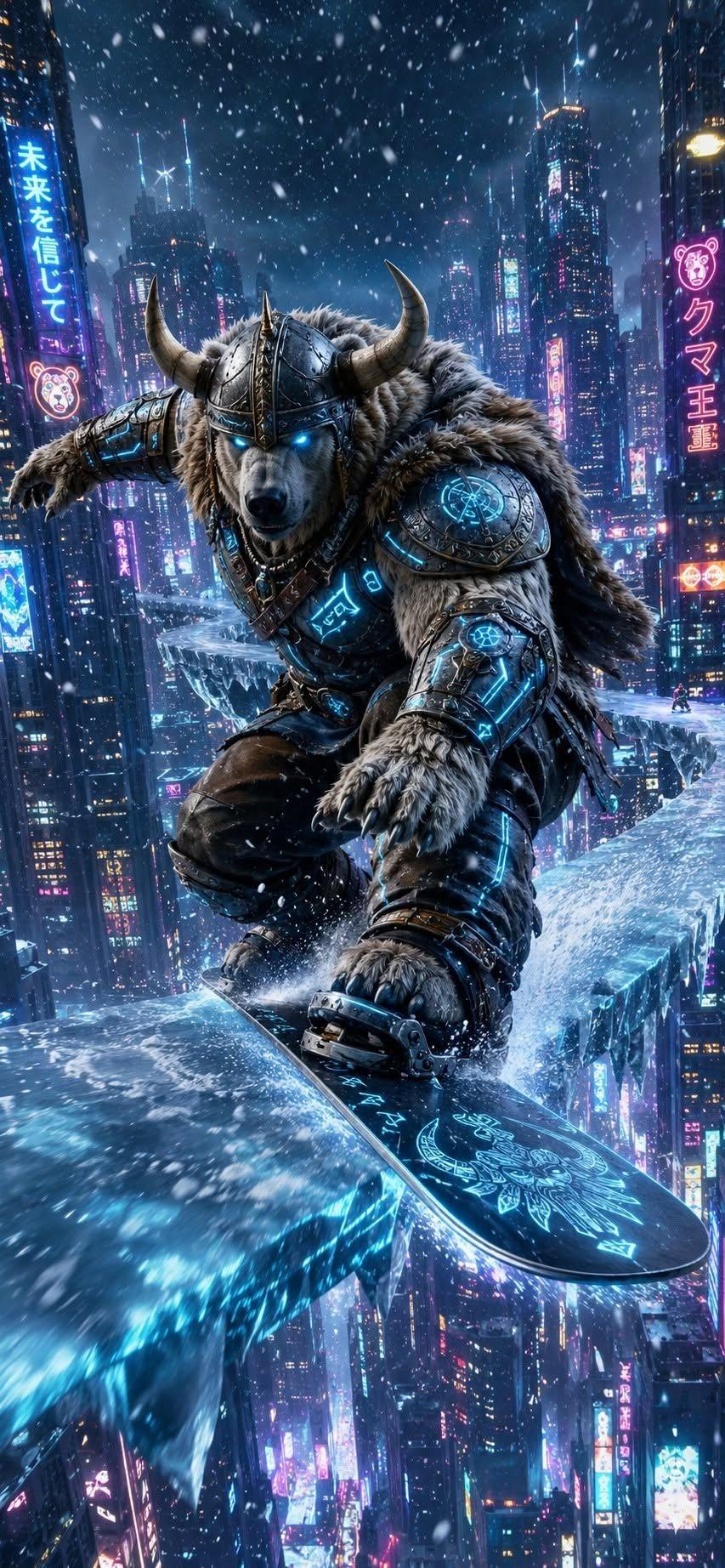 Viking Bear Snowboard Wallpaper