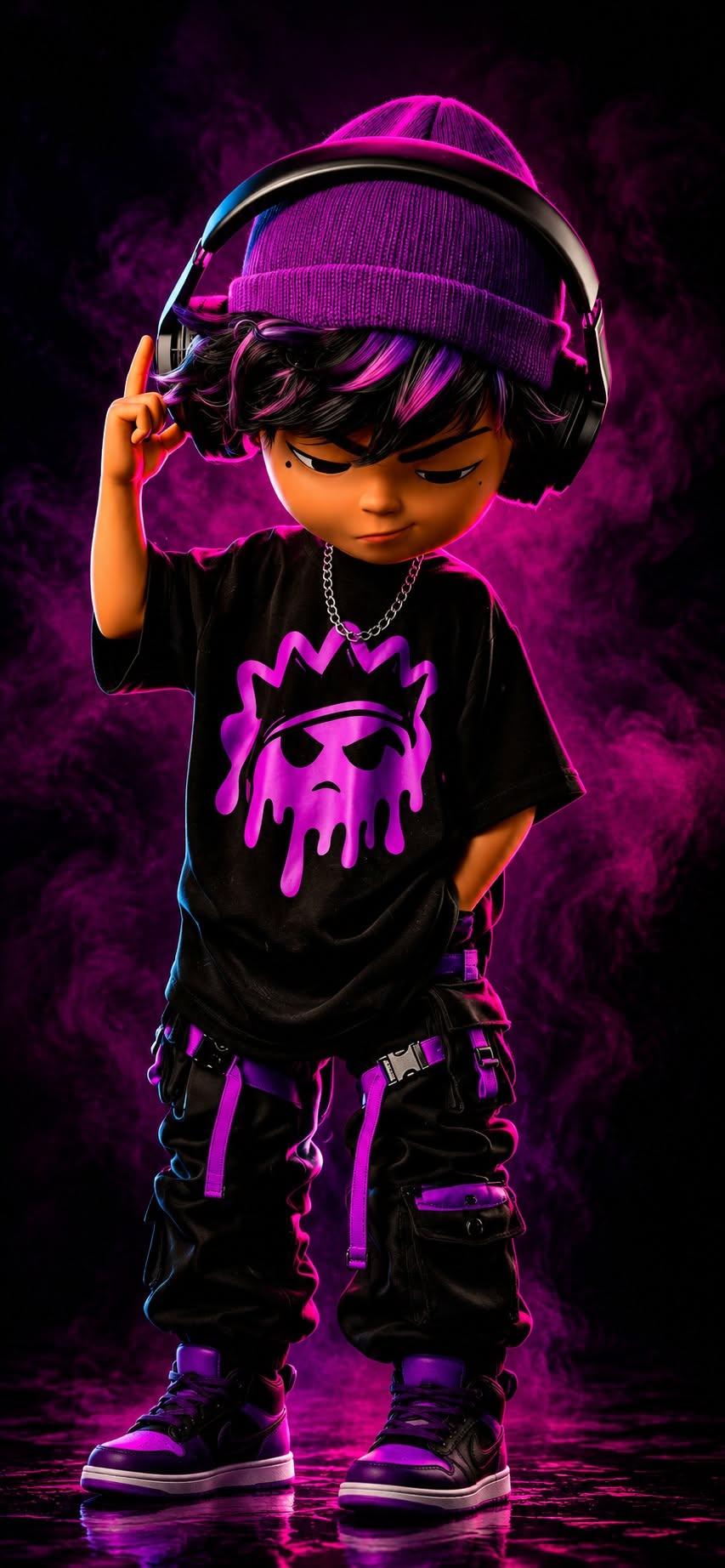 Neon Purple DJ Boy Wallpaper