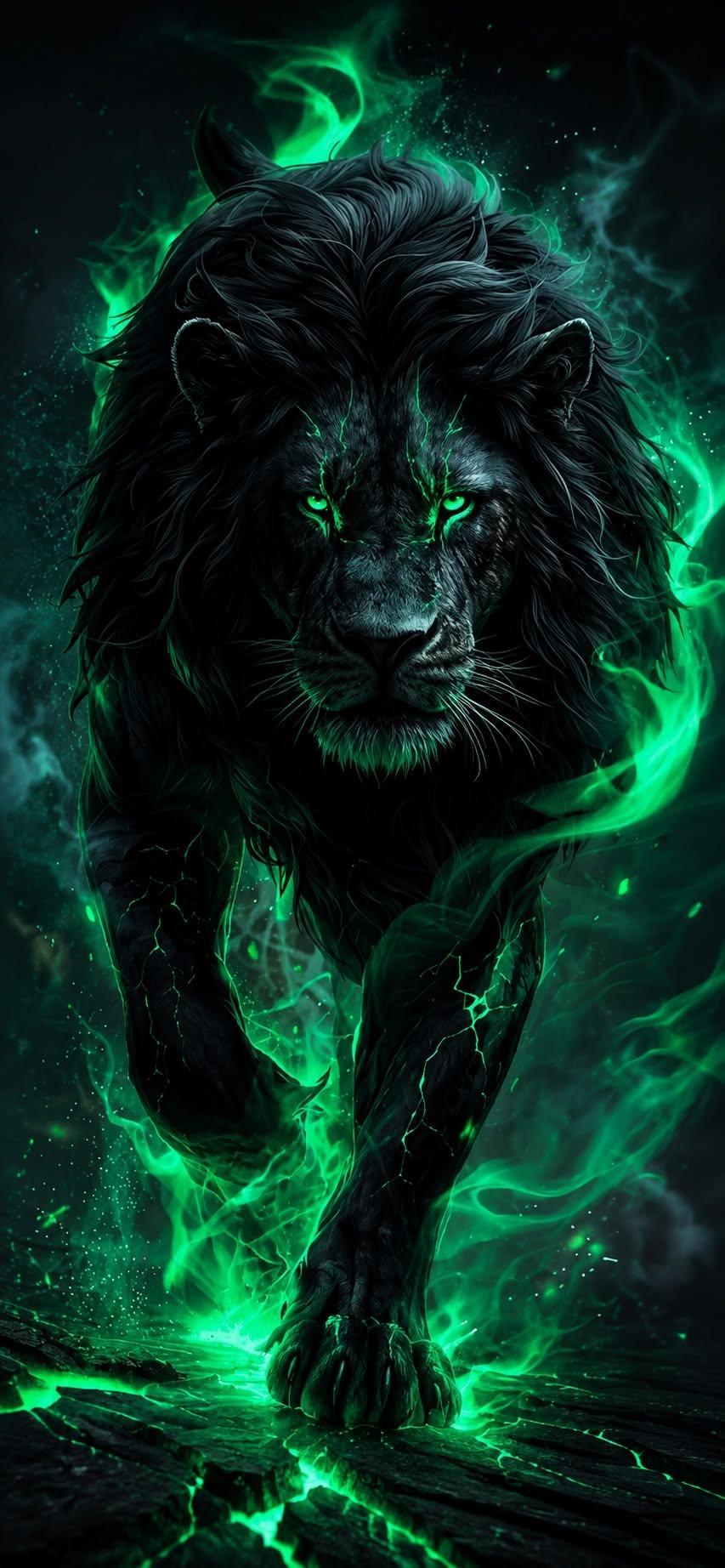 Emerald Shadow Lion Wallpaper