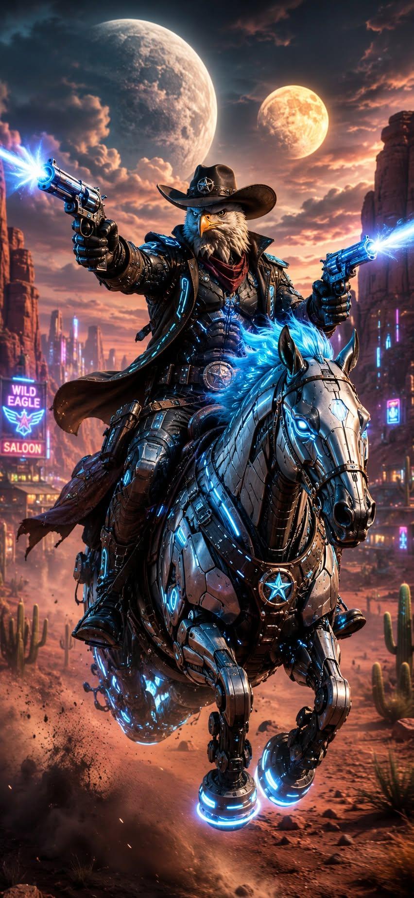 Cyber Eagle Cowboy Wallpaper