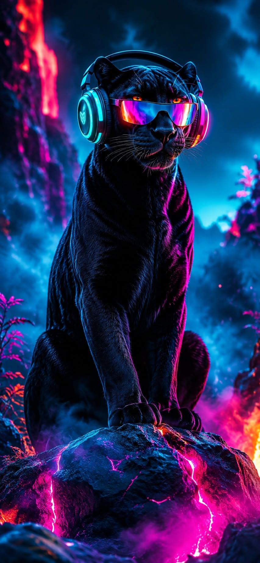 Neon Panther Wallpaper 4K
