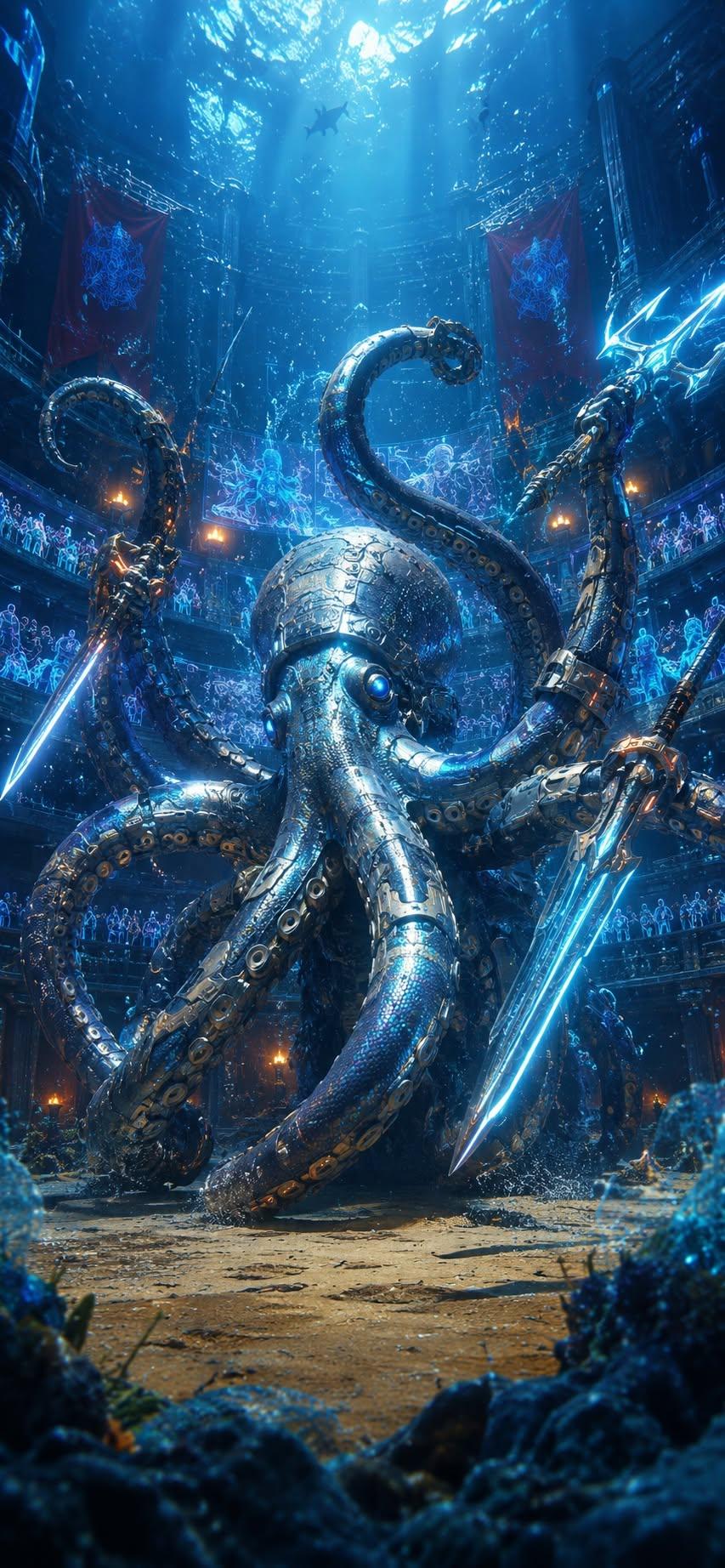 Cyber Kraken Wallpaper 4K