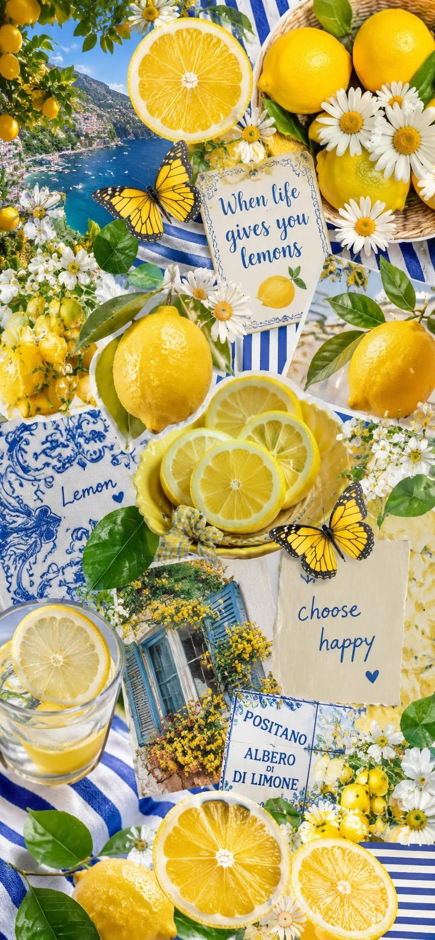 Positano Lemon Collage Wallpaper