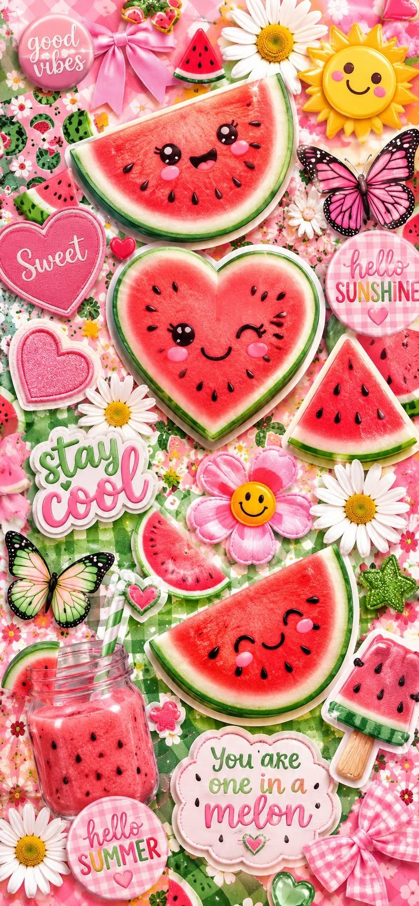 Happy Watermelon Preppy Wallpaper