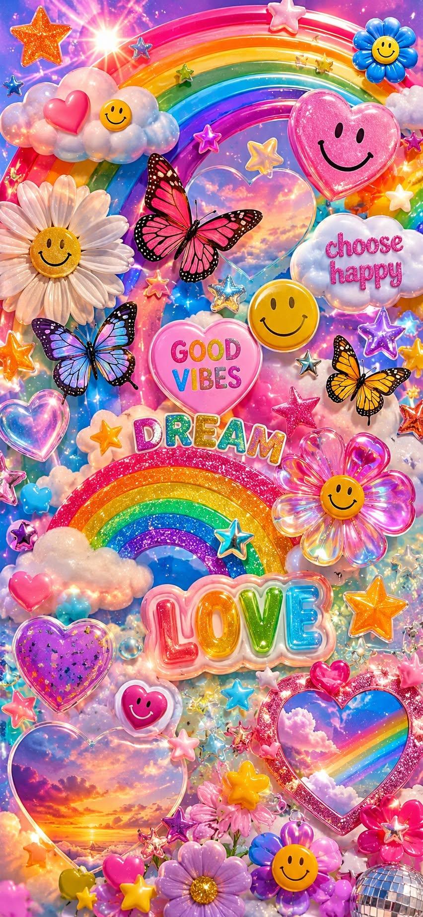 Cute Rainbow Love Wallpaper