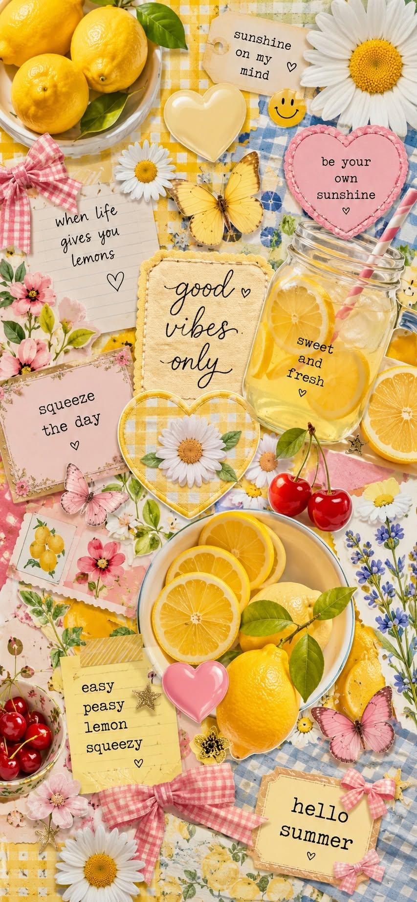 Cute Lemon Summer Wallpaper Collage