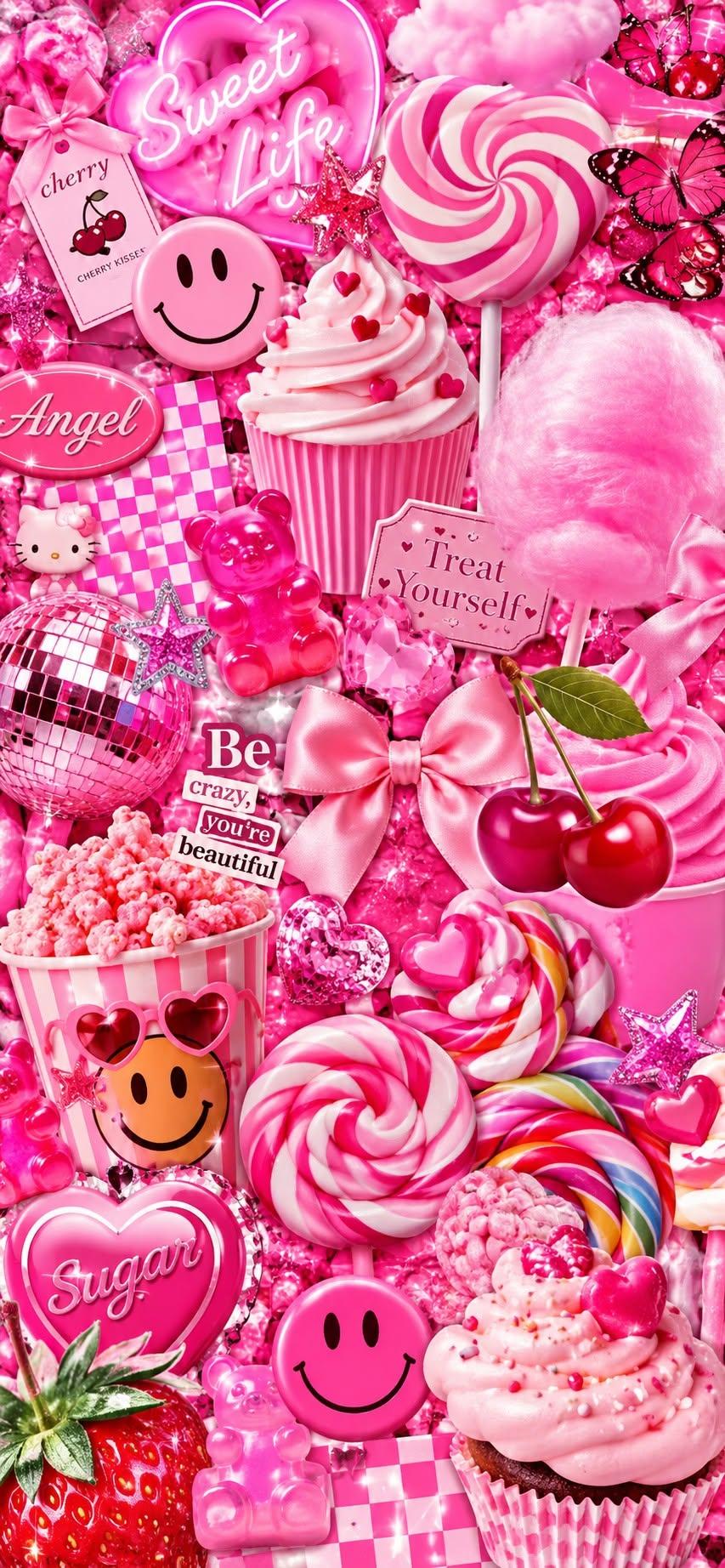 Pink Candy Kawaii Wallpaper Collage